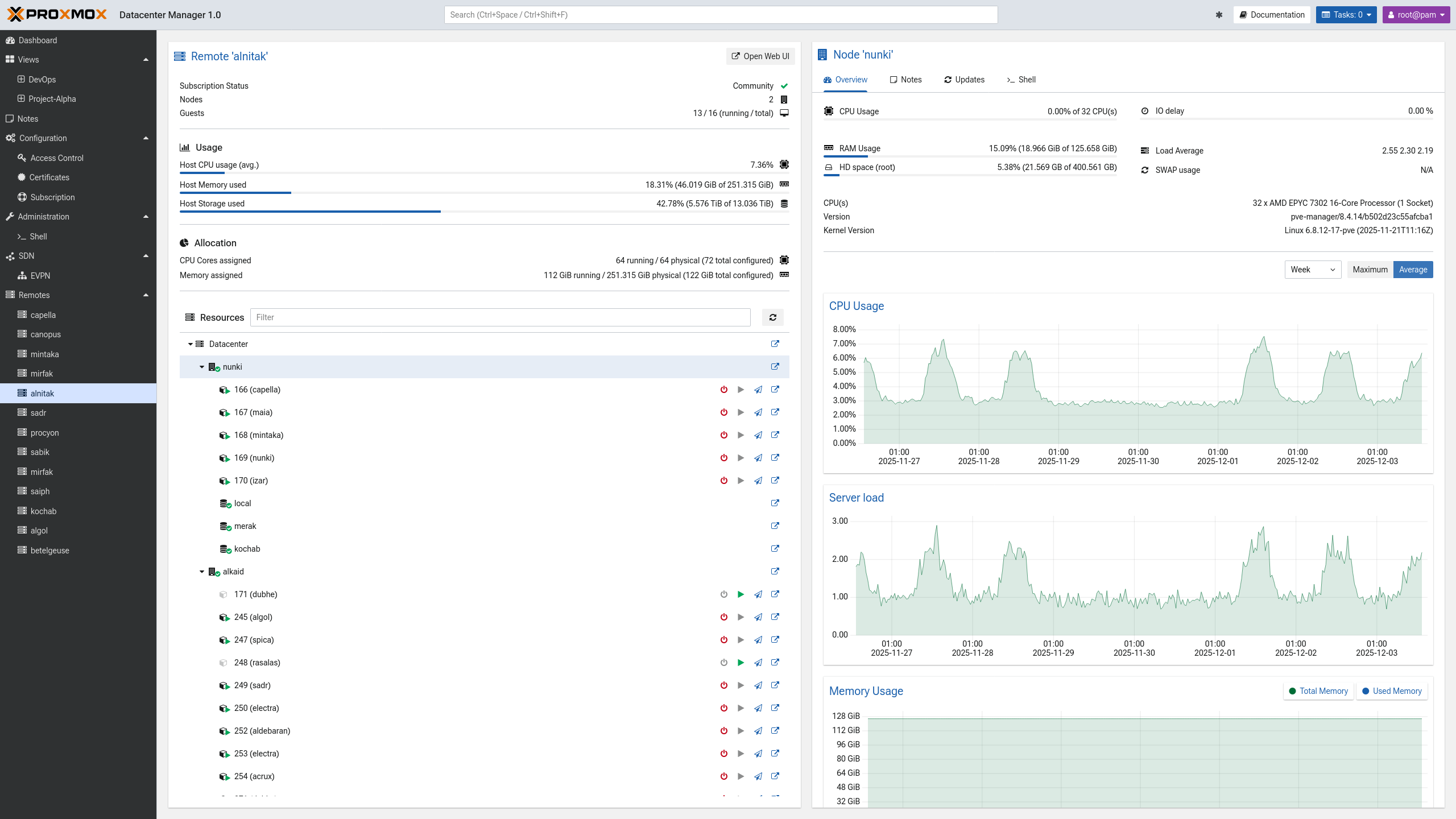 Proxmox Datacenter Manager remote node overview for cross-cluster management